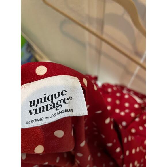 Unique Vintage Red and White Polka Dot Tie Up Short Sleeve Top 1950s Sz 5x #2 - Picture 4 of 6